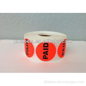 1 Roll 500 1.5 inch Round Bright Red PAID Price Labels